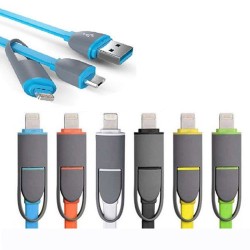 Cable con convertidor compatible con lightning (iphone) y micro USB (móviles android)