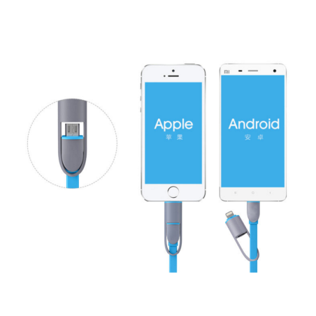 Cable con convertidor compatible con lightning (iphone) y micro USB (móviles android)