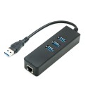 Adaptador USB 3.0 para cabo LAN / RJ45 Gigabit Ethernet - inclui 3 portas USB 3.0
